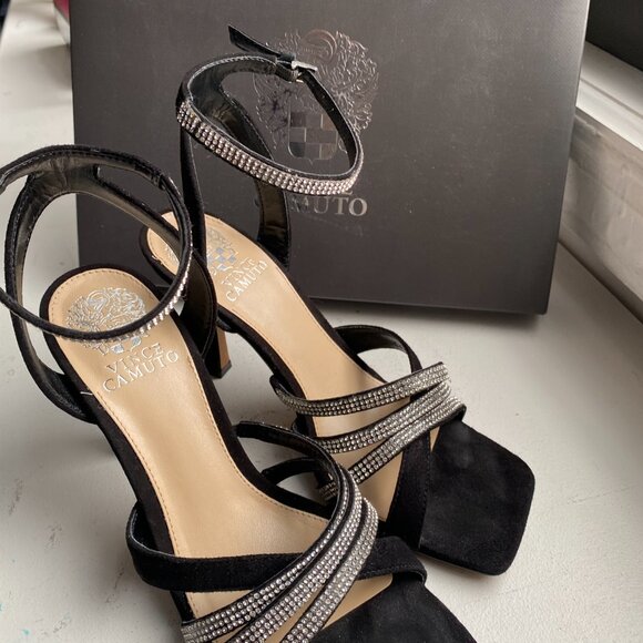 Vince Camuto Brevern Black Rhinestone Sandals 7.5 - Picture 3 of 11